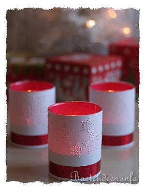 Basteln fr Weihnachten - Teelichtglser mit gestochenen Motiven 