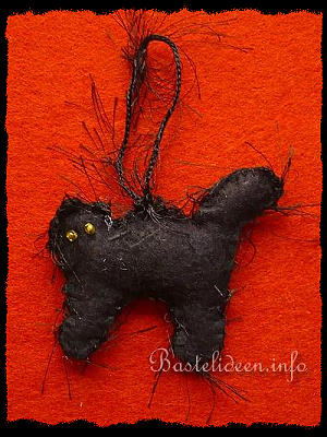 Halloweenbasteln - Schwarze Katze-Anhnger aus Filz 