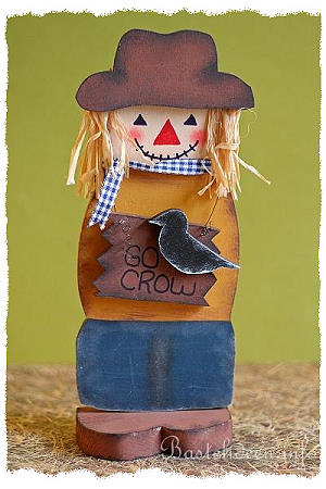 Herbstbasteln - Holz Vogelscheuche - Go Crow 