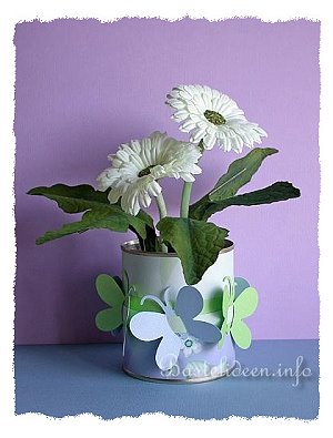 Recyclingbasteln - Scrapbookpapier - Schne Blumen bertopf aus Konservendose