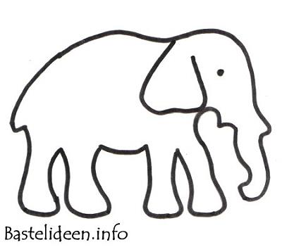 Bastelideen.info - Elefant Malvorlage und Bastelvorlage 450