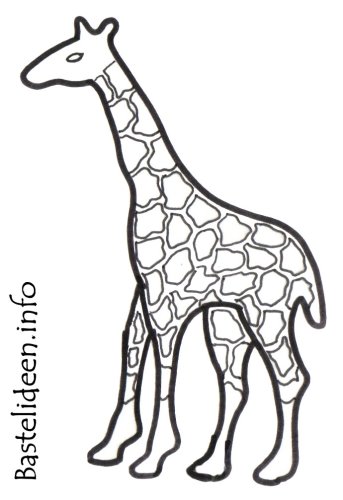 Bastelideen.info - Giraffe Malvorlage und Bastelvorlage 500