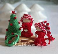 Basteln fr Weihnachten - Dekorationen aus Holz und Wolle 