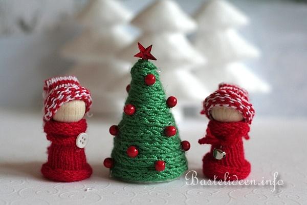 Basteln fr Weihnachten - Dekorationen aus Holz und Wolle 3