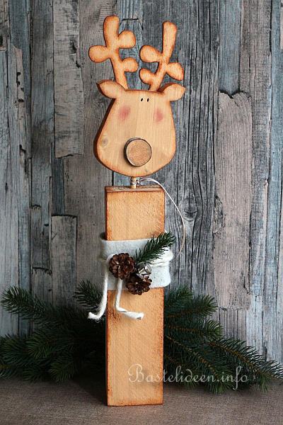 Basteln fr Weihnachten - Rentier aus Holz