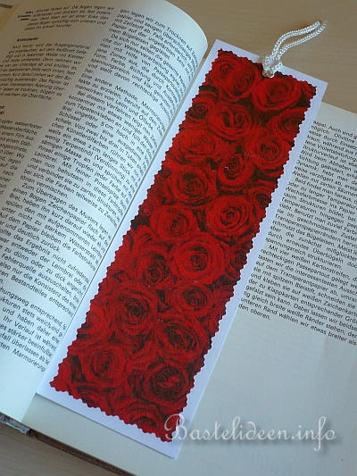 Basteln mit Papier - Bastelideen - Sommer - Lesezeichen mit roten Rosen 2