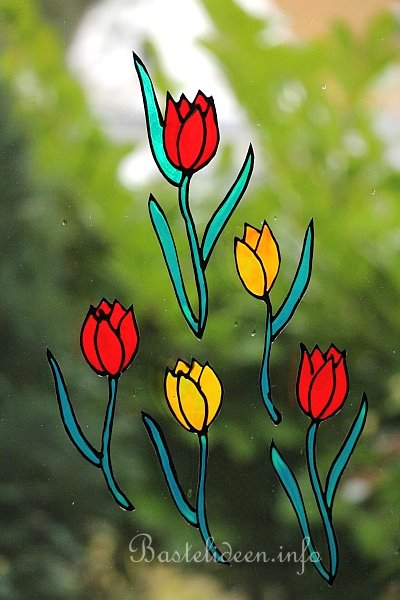 Basteln zu Ostern - Basteln im Frhling - Windowcolor - Tulpen