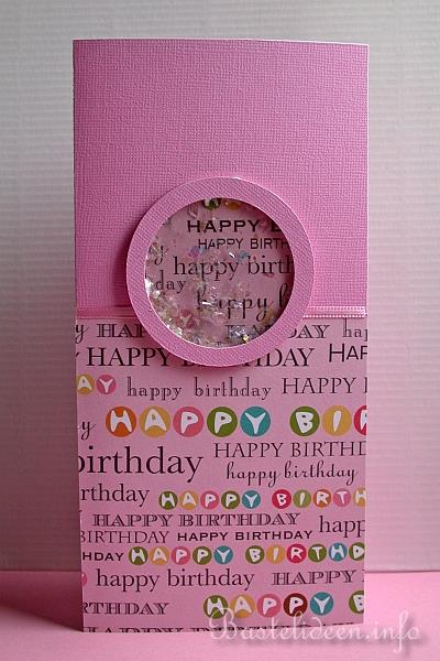 Geburtstagskarte - Rosa Karte mit Schtteleffekt