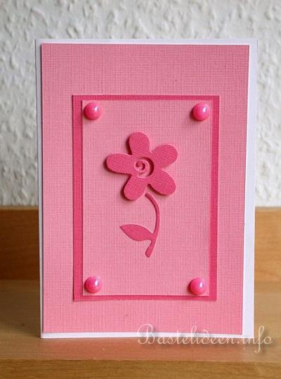 Grusskarten - Geburtstagskarten - Rosa Grusskarte mit Blume