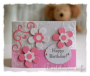 Grusskarten basteln - Frhlingskarten basteln - Pink und Blumen 