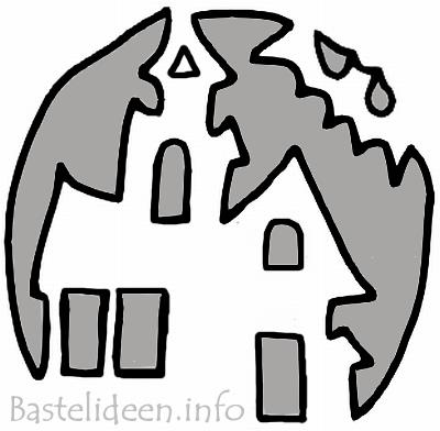 Halloween Bastelvorlage - Spukhaus Krbis Vorlage
