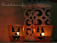 Halloweenbasteln - Krbis Teelichtglas - Windlicht
