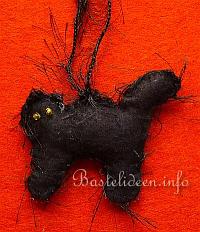 Halloweenbasteln - Schwarze Katze-Anhnger aus Filz