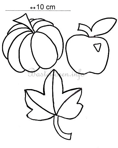 Herbst Bastelvorlage - Krbis, Apfel und Blatt