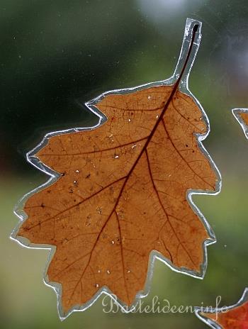 Herbstbasteln - Herbstbasteleien - Fensterbild mit Blttern 3