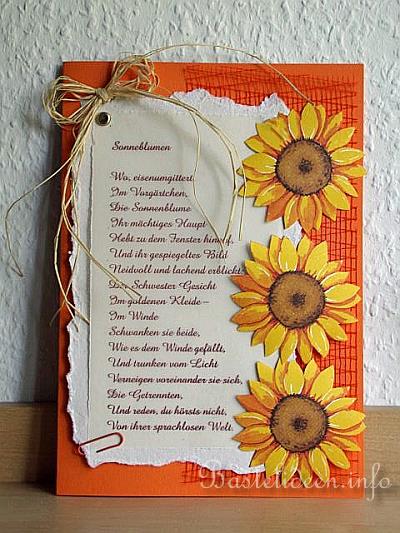 Herbstkarte mit Sonnenblumen