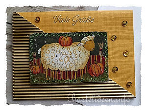 Herbstliche Grusskarte mit Schaf 