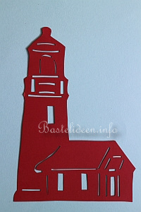 Leuchtturm Fensterbild in rot 2