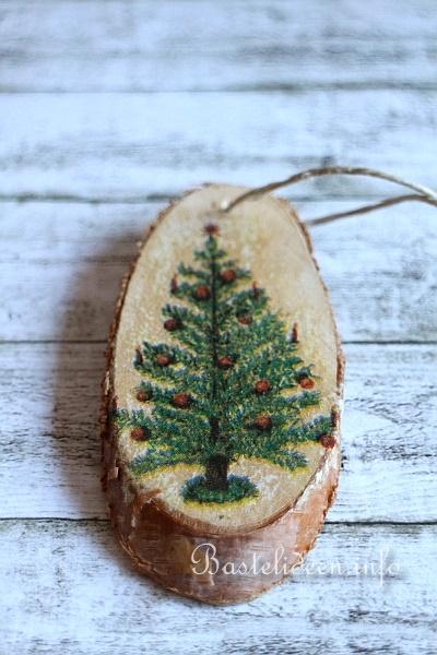 Naturholzscheiben Weihnachtsbaumanhnger mit Serviettentechnik 4