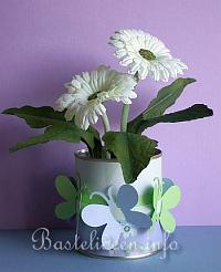 Recyclingbasteln - Scrapbookpapier - Schne Blumen bertopf aus Konservendose