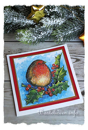 Rotkehlchen Weihnachtskarte 300