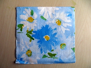 Serviette mit Blumen - blau