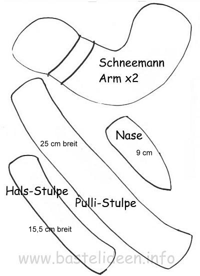 Vorlage - Schneemann Arm, Nase und Stulpen