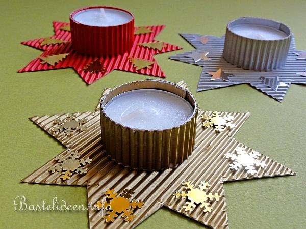 Weihnachtsbasteln - Teelichthalter aus Wellpappe Set