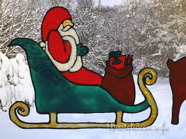 weihnachtsbasteln  windowcolor  weihnachtsmann mit rentier