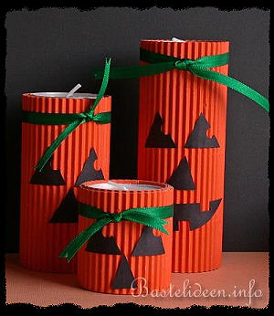 Halloweenbasteln - Kürbis Teelichthalter-Set 