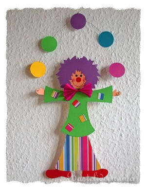 Papierbasteln - Basteln mit Kindern - Clown Fensterbild