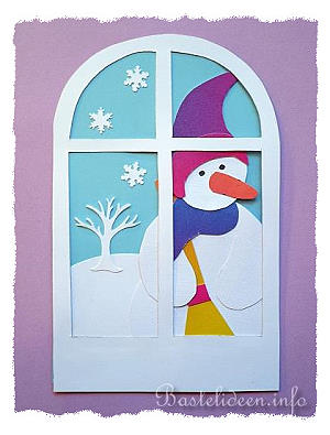 Schneemann im Fenster Fensterbild 