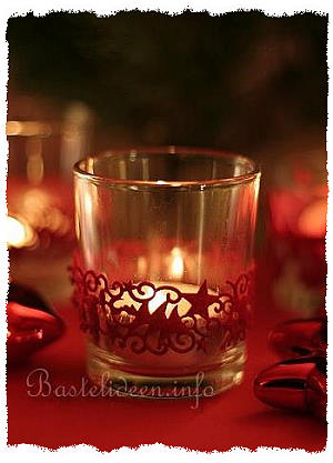 Teelichtglas mit Weihnachts-Filzband 