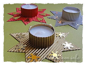 Weihnachtsbasteln - Teelichthalter aus Wellpappe Set 