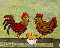 Windowcolorbild - Henne, Huhn und Küken