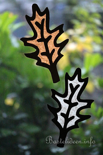 Basteln für den Herbst - Herbstblätter Fensterbild 1