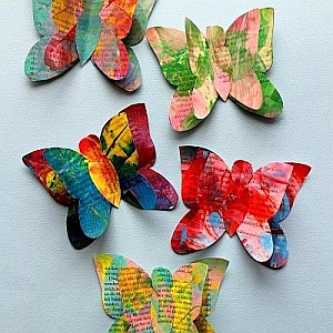 Basteln mit Kindern - Bunte Schmetterlinge basteln