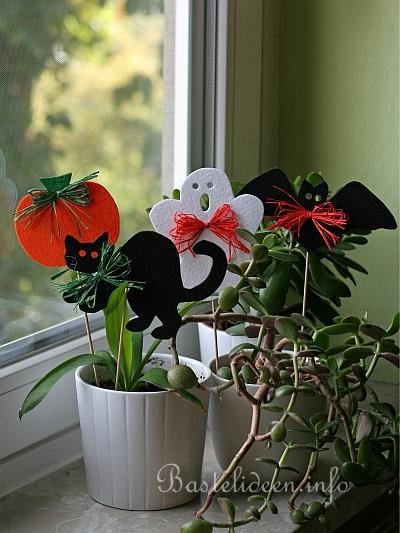 Basteln mit Kindern fr Halloween - Filz Pflanzenstecker