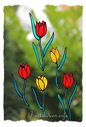 Basteln zu Ostern - Basteln im Frühling - Windowcolor - Tulpen 