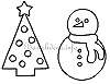 Bastelvorlagen - Schneemann und Weihnachtsbaum