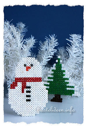 Bügelperlen Schneemann und Weihnachtsbaum