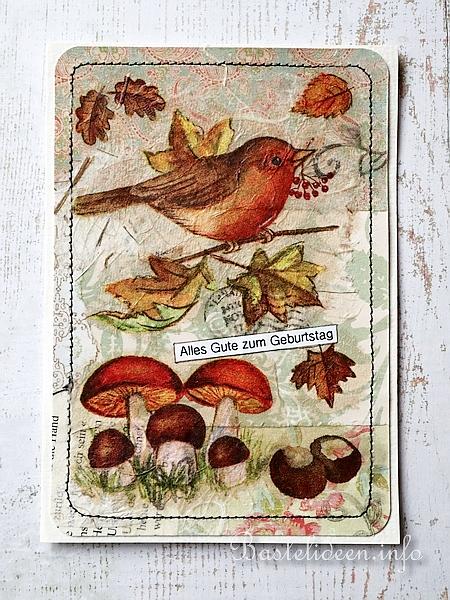 Collagekarte Herbstvogel