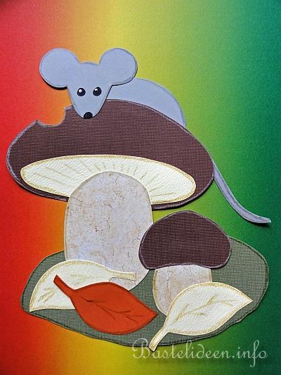 Fensterbild - Maus mit Pilzen