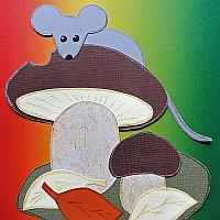 Fensterbild - Maus mit Pilzen 