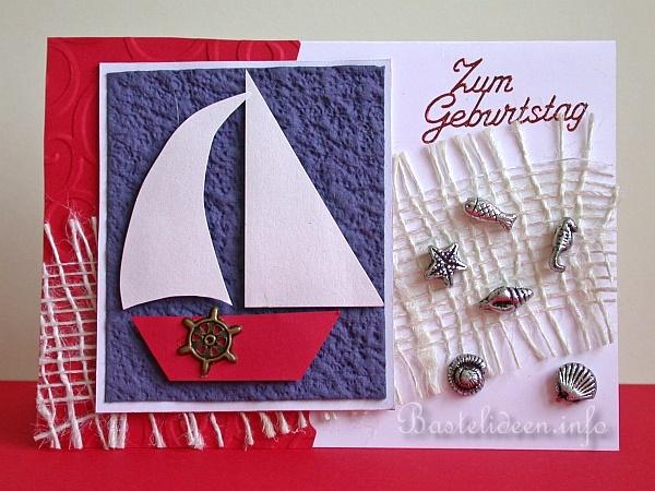Geburtstagskarte - Maritim mit Segelboot