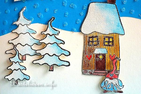 God Jul Weihnachtskarte - Aquarell Detail
