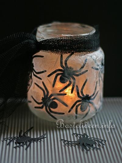 Halloweenbasteln - Gruseliges Teelicht-Glas