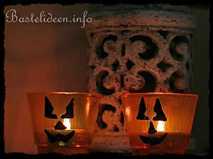 Halloweenbasteln - Kürbis Teelichtglas - Windlicht 