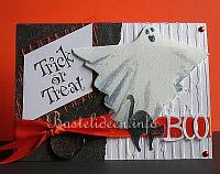 Halloweenkarte - Gespenst und schwarze Katze -Trick or Treat