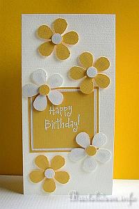 Happy Birthday Karte - Gelbe und Weisse Blumen